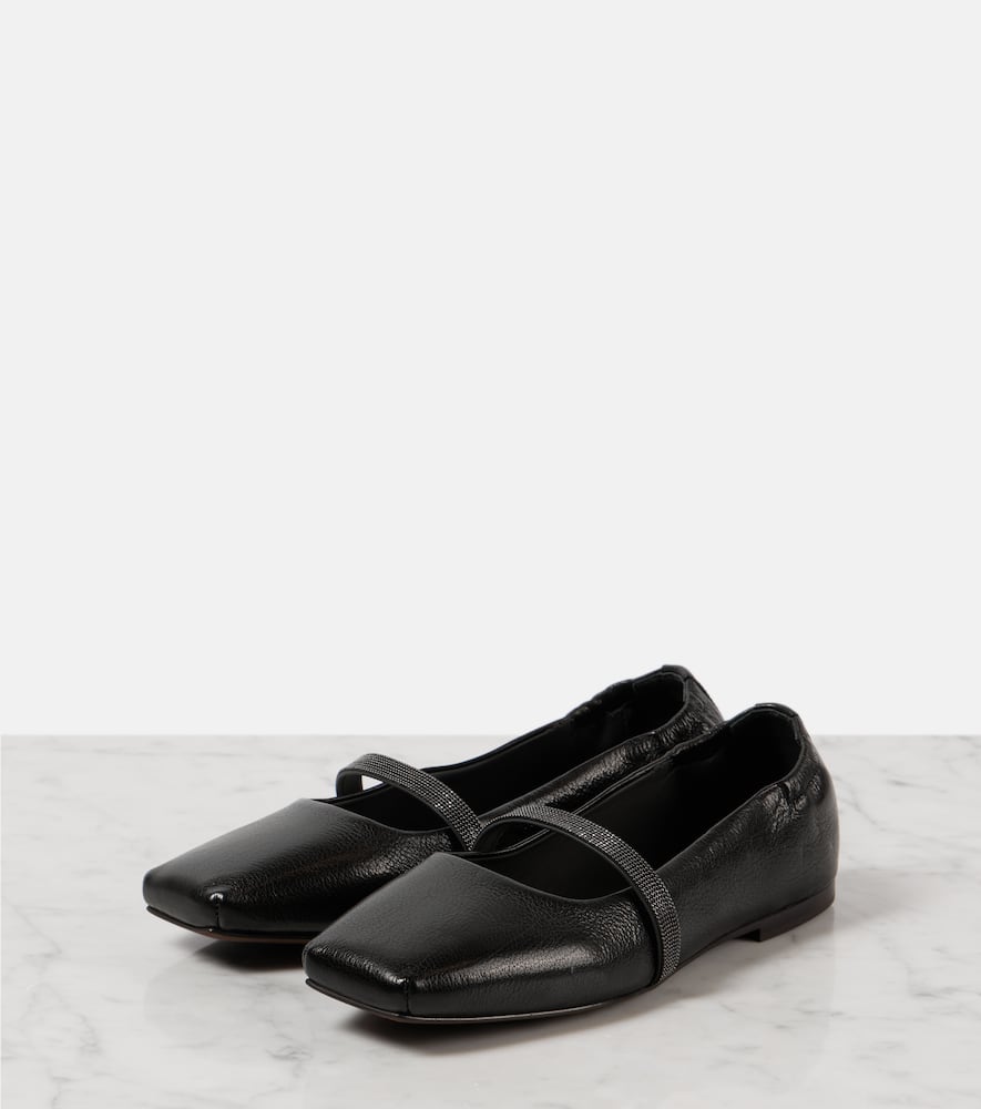 Brunello Cucinelli Monili leather Mary Jane flats