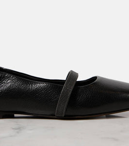 Brunello Cucinelli Monili leather Mary Jane flats