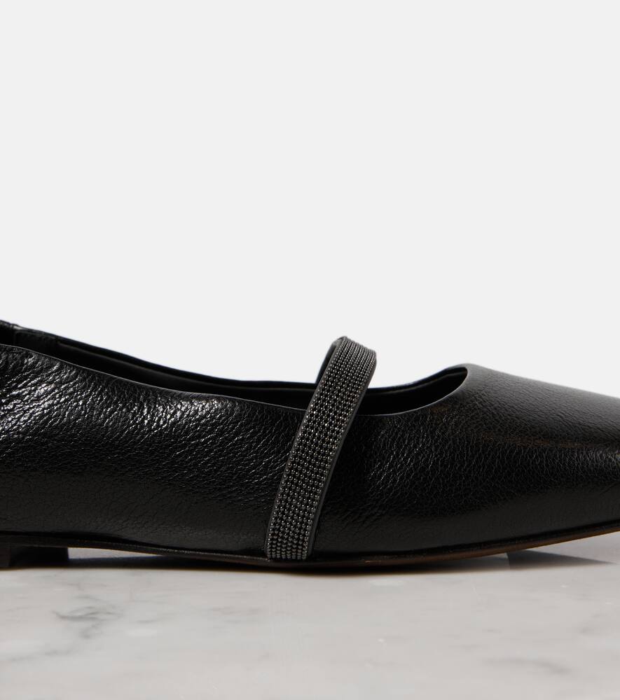 Brunello Cucinelli Monili leather Mary Jane flats