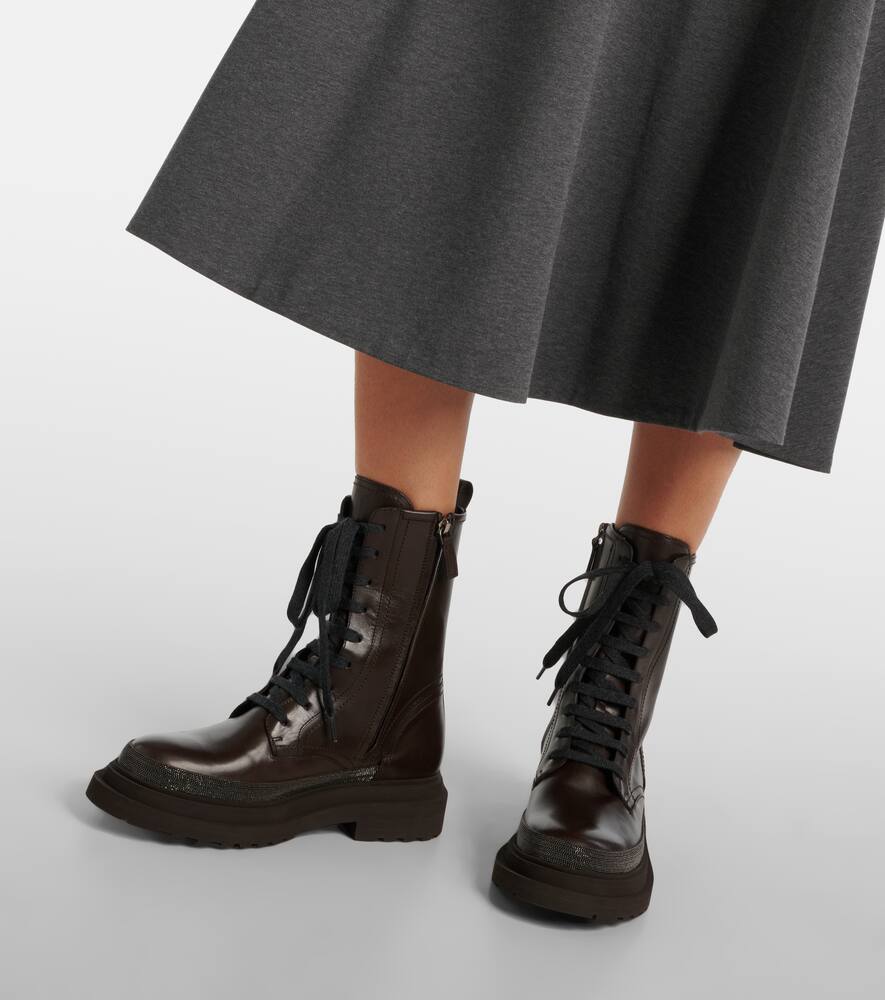 Brunello Cucinelli Monili leather combat boots