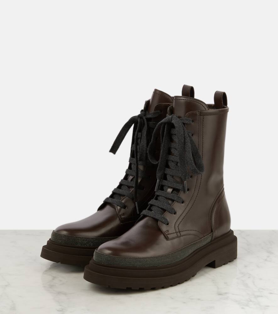 Brunello Cucinelli Monili leather combat boots