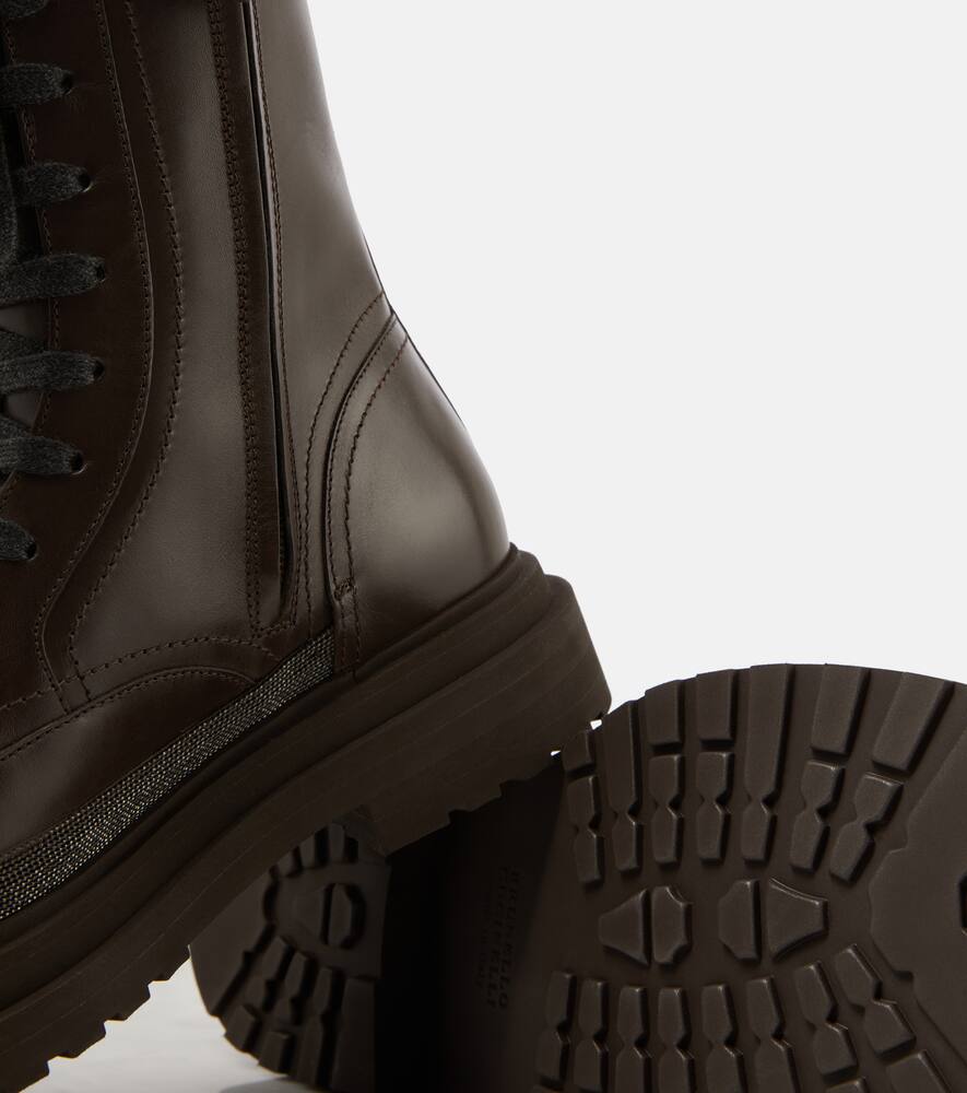 Brunello Cucinelli Monili leather combat boots