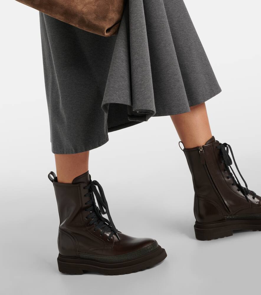 Brunello Cucinelli Monili leather combat boots