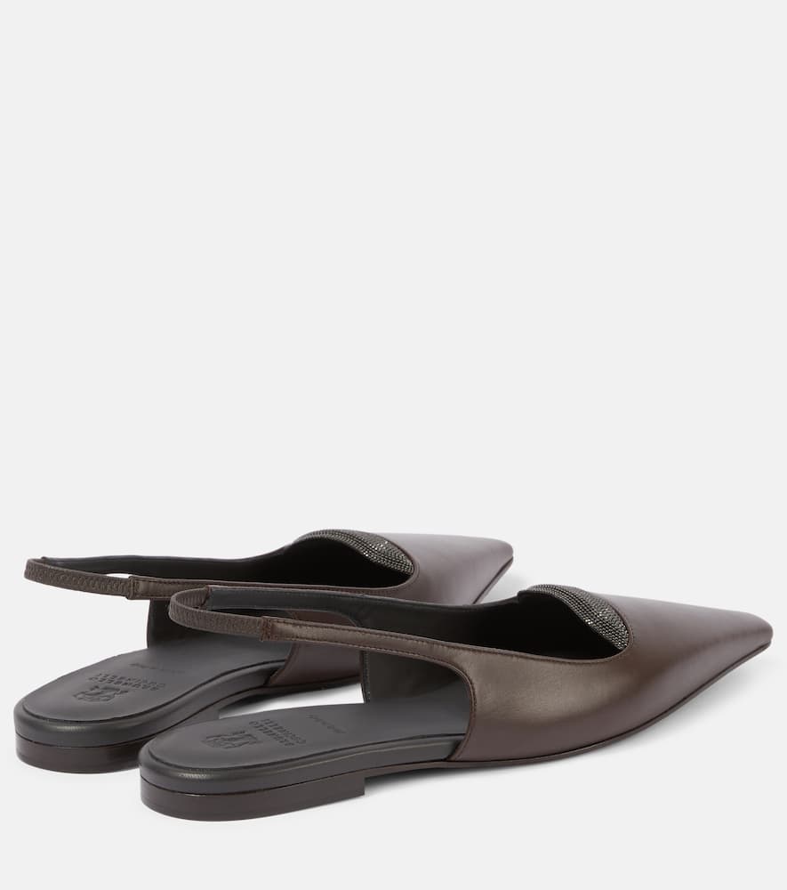 Brunello Cucinelli Monili leather slingback flats