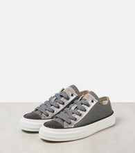 Brunello Cucinelli Monili leather-trimmed canvas sneakers