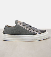 Brunello Cucinelli Monili leather-trimmed canvas sneakers