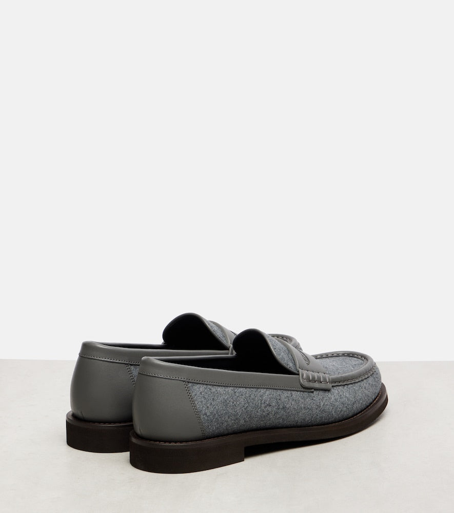 Brunello Cucinelli Monili leather-trimmed loafers
