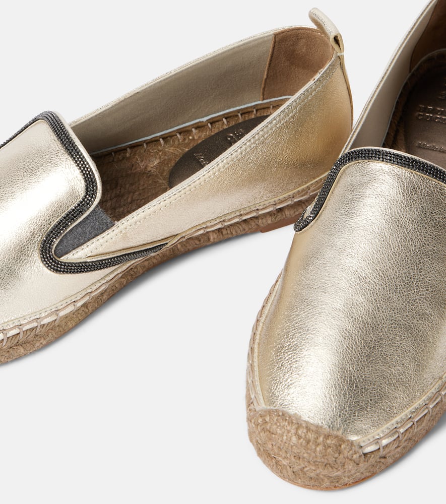 Brunello Cucinelli Monili metallic leather espadrilles