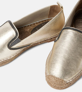 Brunello Cucinelli Monili metallic leather espadrilles
