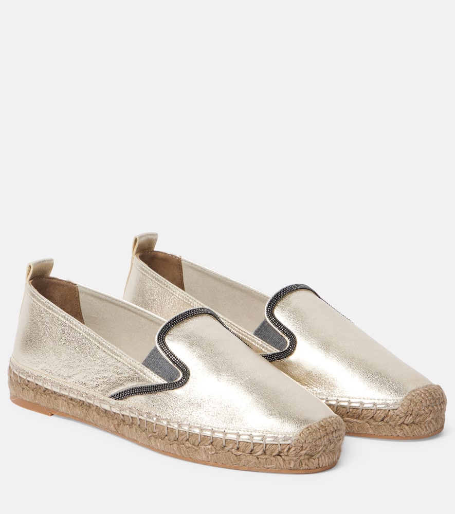 Brunello Cucinelli Monili metallic leather espadrilles