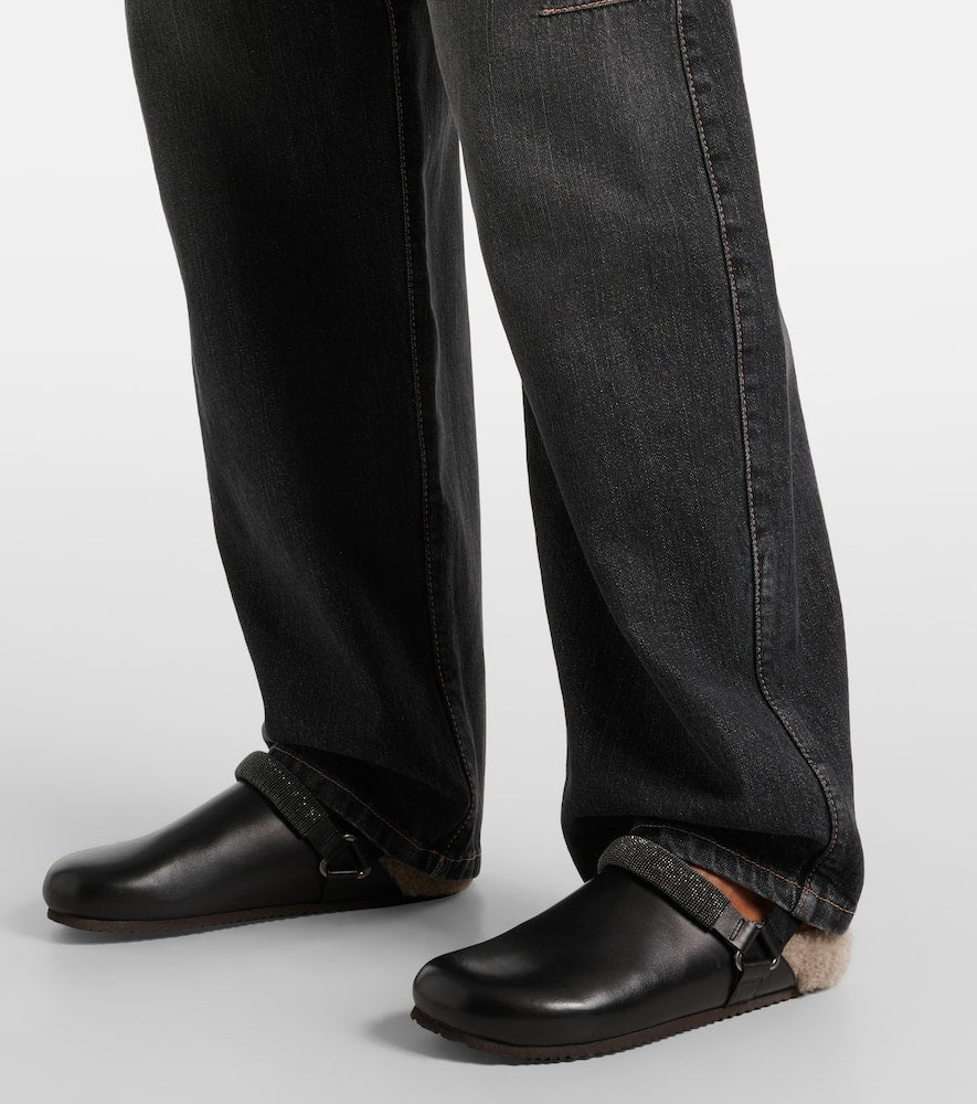 Brunello Cucinelli Monili shearling-lined leather clogs