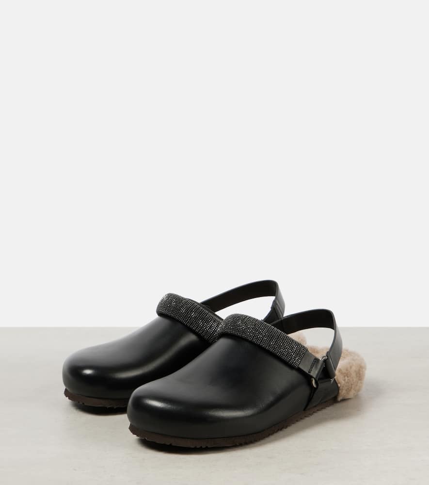 Brunello Cucinelli Monili shearling-lined leather clogs