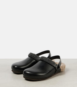 Brunello Cucinelli Monili shearling-lined leather clogs