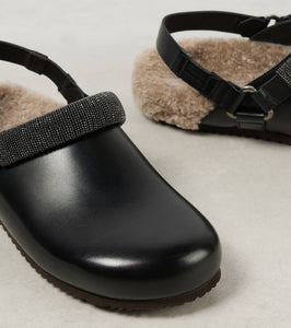 Brunello Cucinelli Monili shearling-lined leather clogs