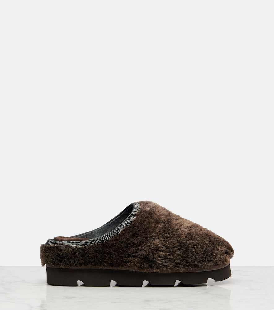 Brunello Cucinelli Monili shearling slip-on shoes
