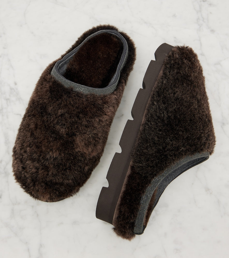 Brunello Cucinelli Monili shearling slip-on shoes