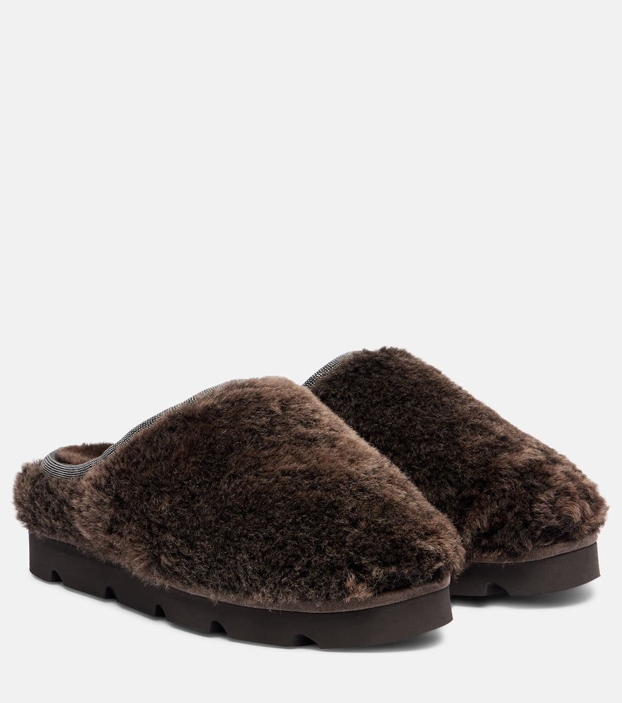 Brunello Cucinelli Monili shearling slip-on shoes