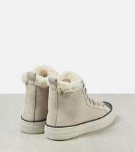 Brunello Cucinelli Monili shearling-trimmed suede high-top sneakers