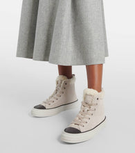 Brunello Cucinelli Monili shearling-trimmed suede high-top sneakers