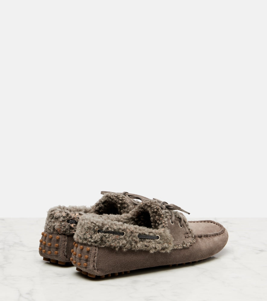 Brunello Cucinelli Monili shearling-trimmed suede moccasins