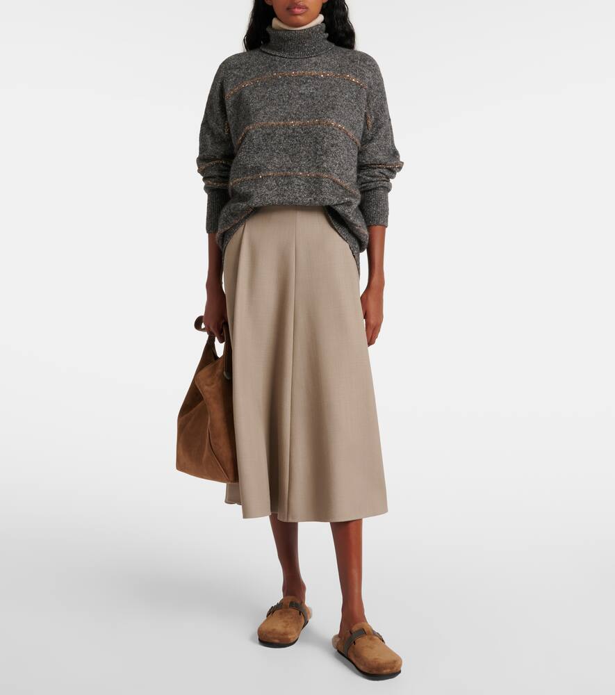 Brunello Cucinelli Monili shearling-trimmed suede mules