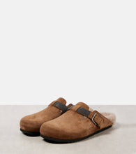 Brunello Cucinelli Monili shearling-trimmed suede mules