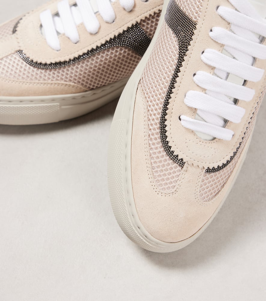 Brunello Cucinelli Monili suede and mesh sneakers