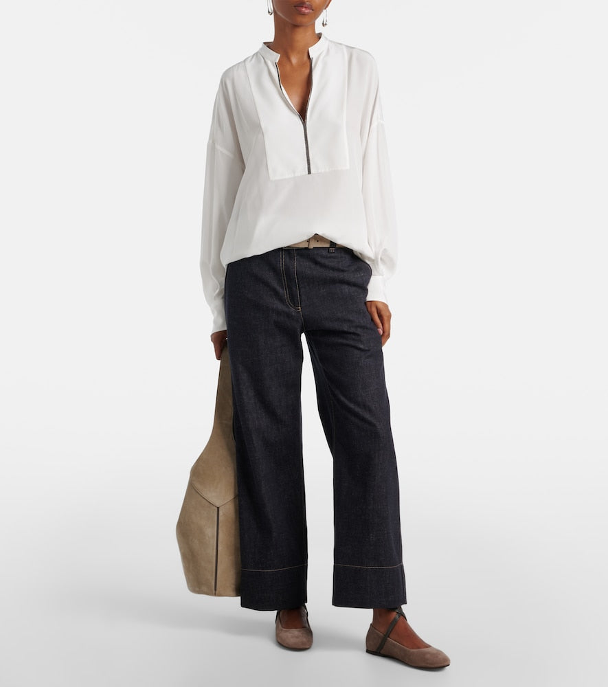Brunello Cucinelli Monili suede ballerina flats
