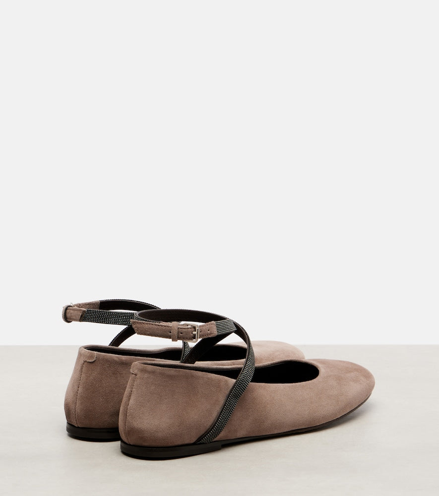 Brunello Cucinelli Monili suede ballerina flats