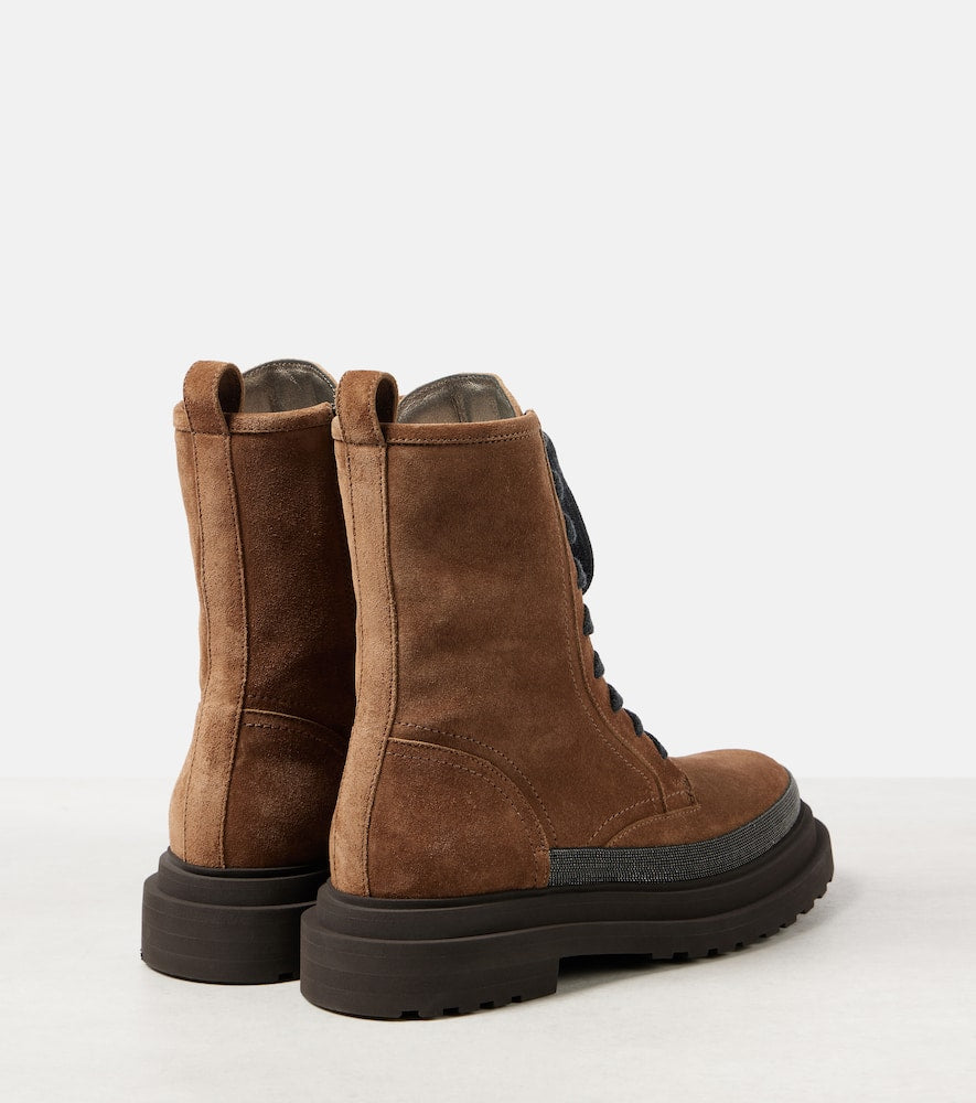 Brunello Cucinelli Monili suede combat boots