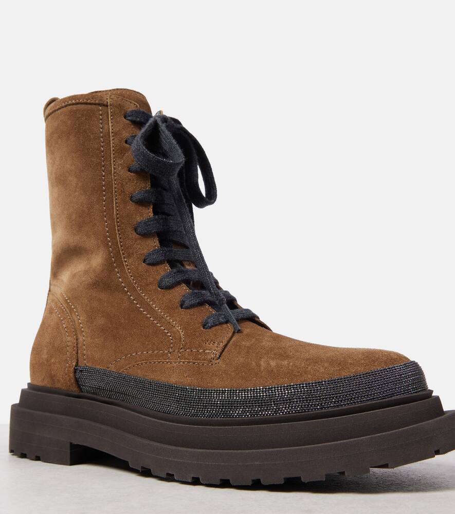 Brunello Cucinelli Monili suede combat boots
