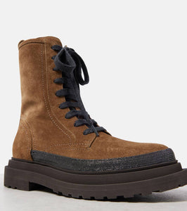 Brunello Cucinelli Monili suede combat boots