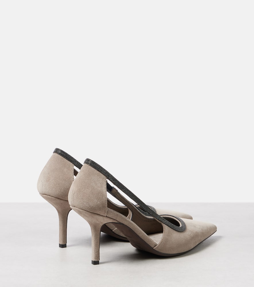 Brunello Cucinelli Monili suede pumps