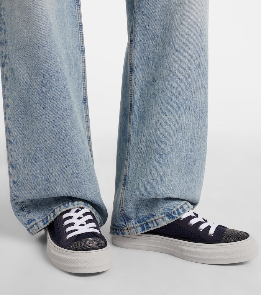 Brunello Cucinelli Monili suede-trimmed sneakers