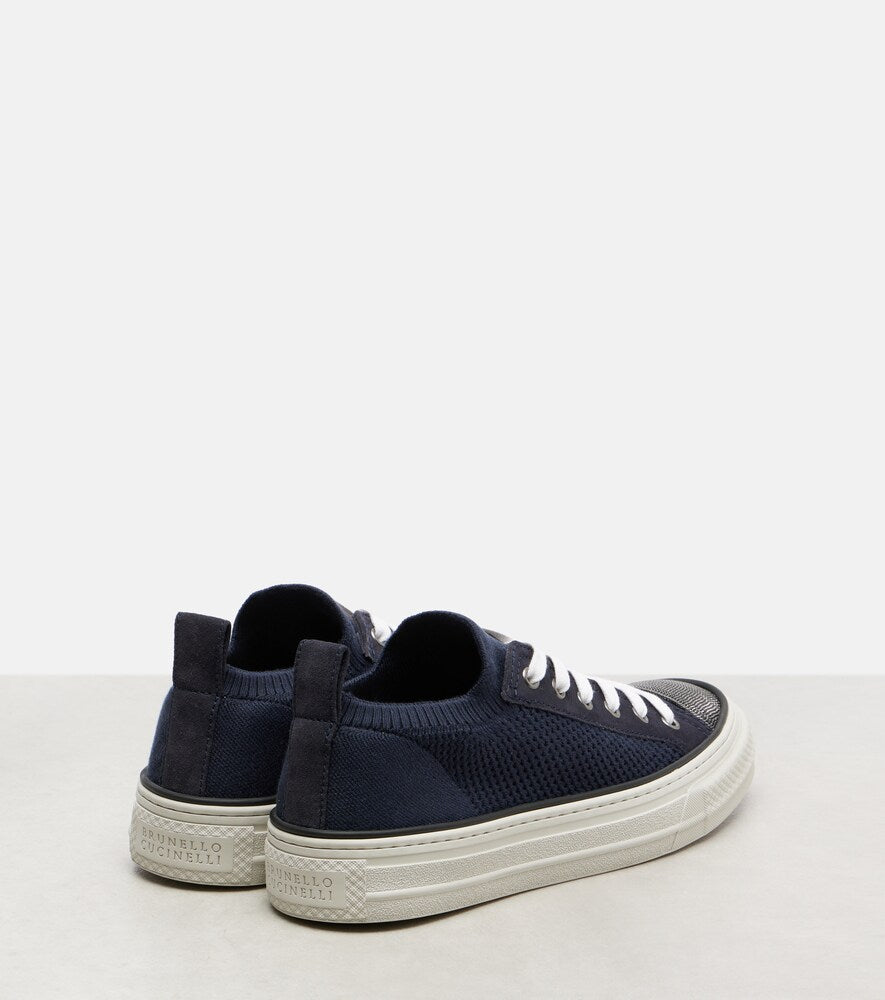 Brunello Cucinelli Monili suede-trimmed sneakers