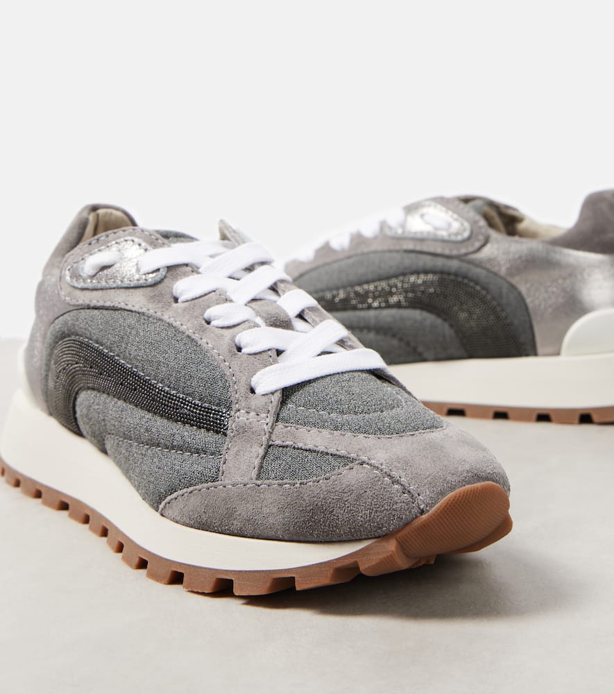 Brunello Cucinelli Monili suede-trimmed sneakers