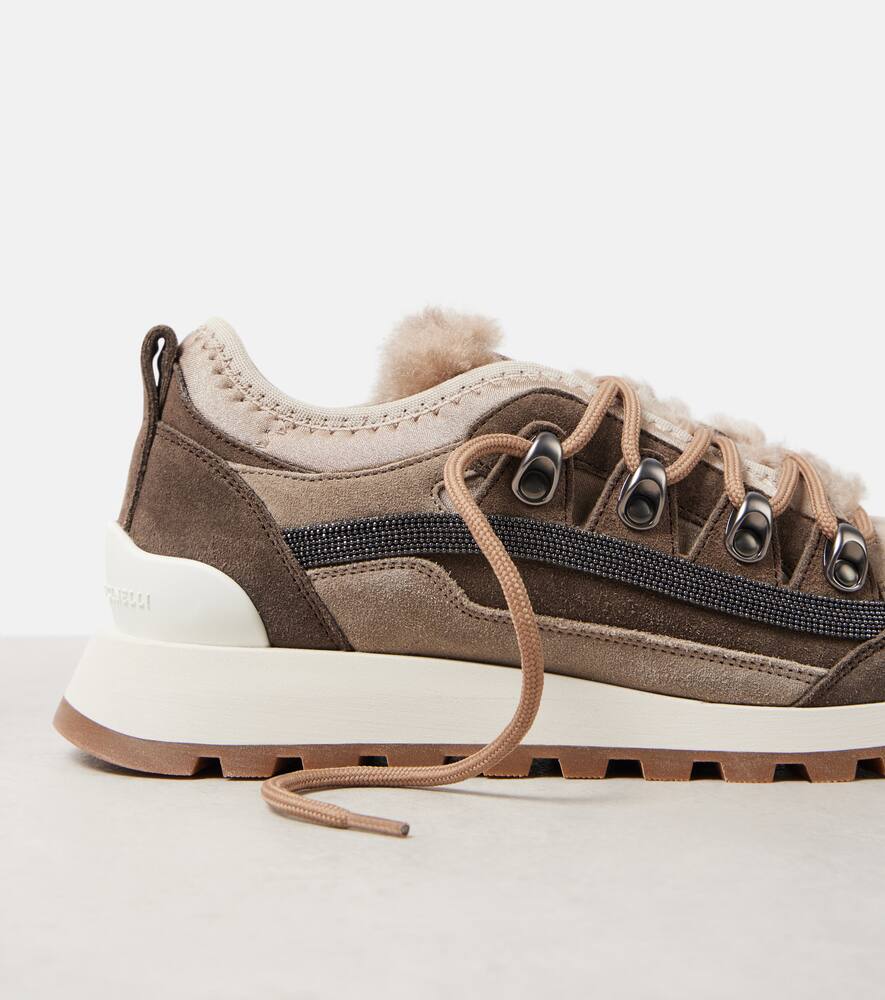 Brunello Cucinelli Monili suede-trimmed sneakers