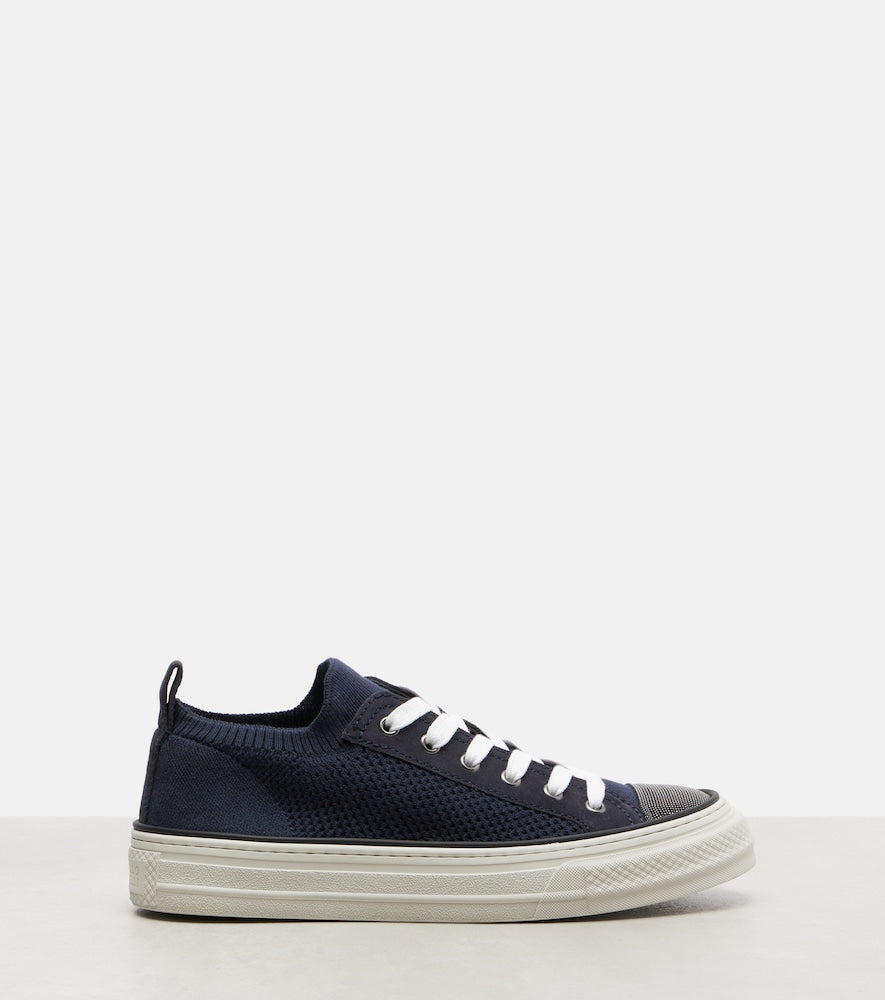 Brunello Cucinelli Monili suede-trimmed sneakers