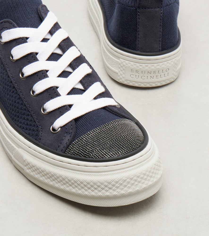 Brunello Cucinelli Monili suede-trimmed sneakers
