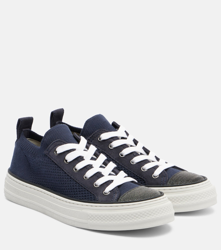 Brunello Cucinelli Monili suede-trimmed sneakers