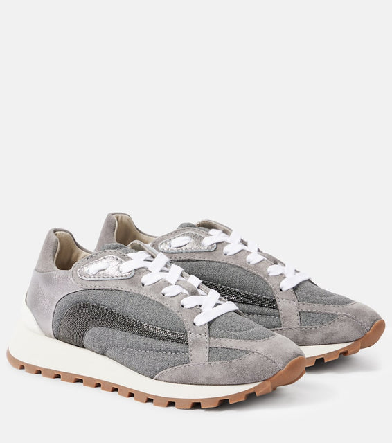 Brunello Cucinelli Monili suede-trimmed sneakers