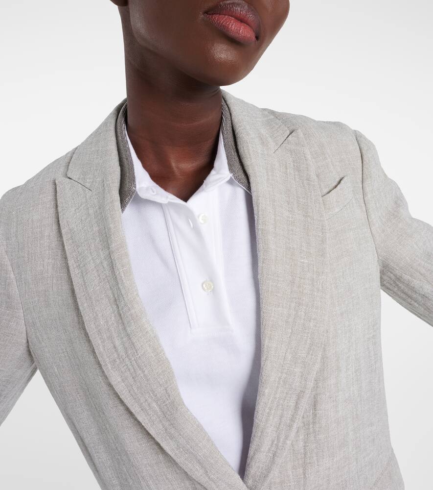 Brunello Cucinelli Oversized V-neck linen-blend blazer