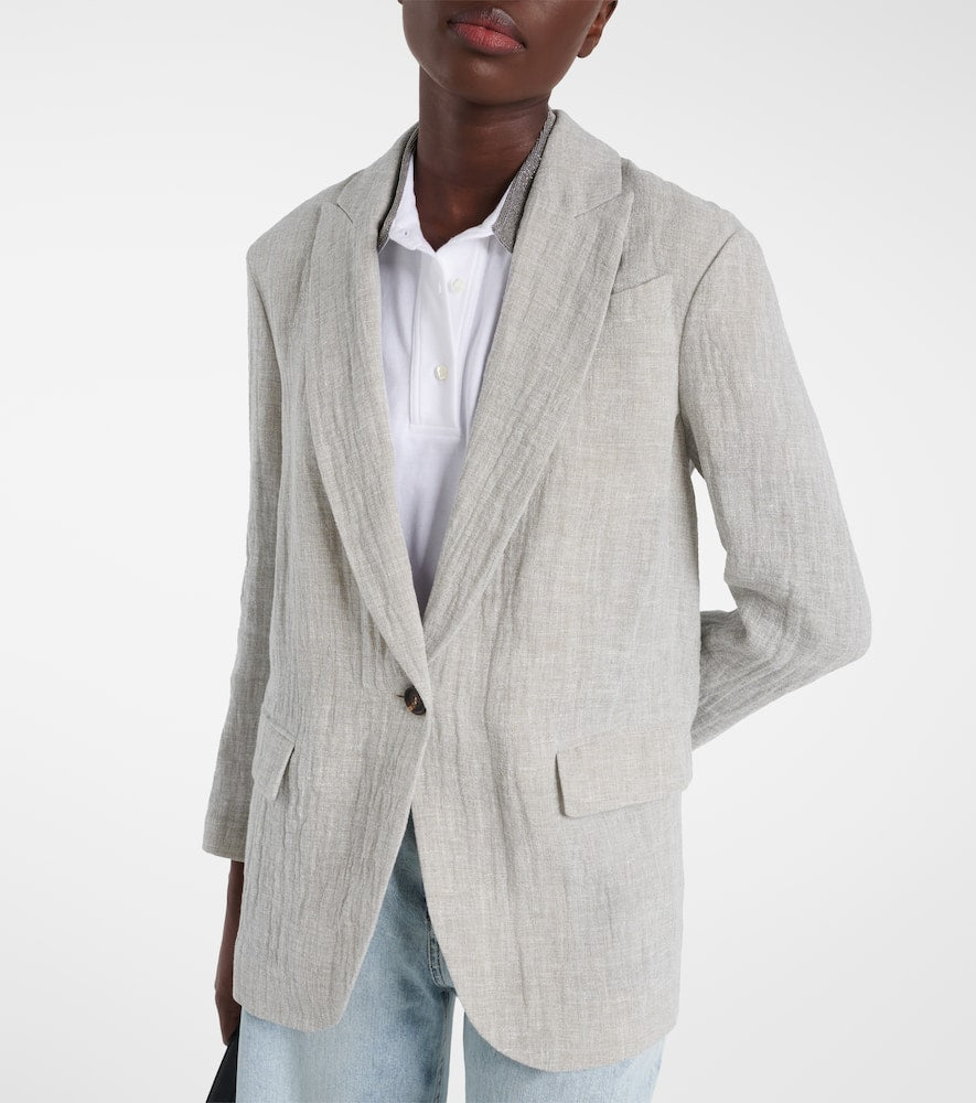Brunello Cucinelli Oversized V-neck linen-blend blazer