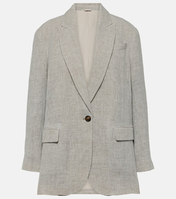 Brunello Cucinelli Oversized V-neck linen-blend blazer