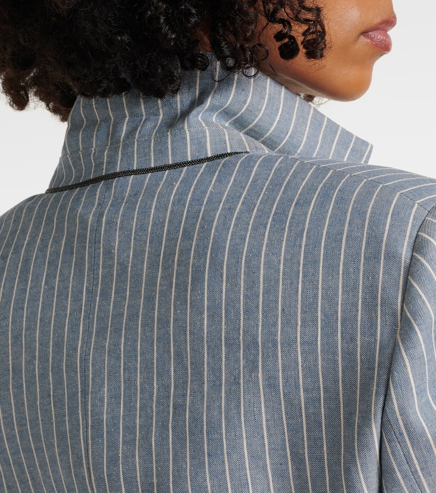 Brunello Cucinelli Pinstripe linen, cotton, and hemp blazer