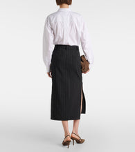 Brunello Cucinelli Pinstripe wool and cotton midi skirt