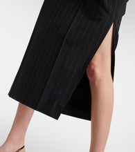 Brunello Cucinelli Pinstripe wool and cotton midi skirt