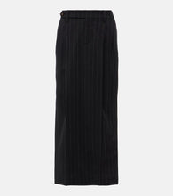 Brunello Cucinelli Pinstripe wool and cotton midi skirt - Brunello Cucinelli 细条纹羊毛棉混纺中长裙
