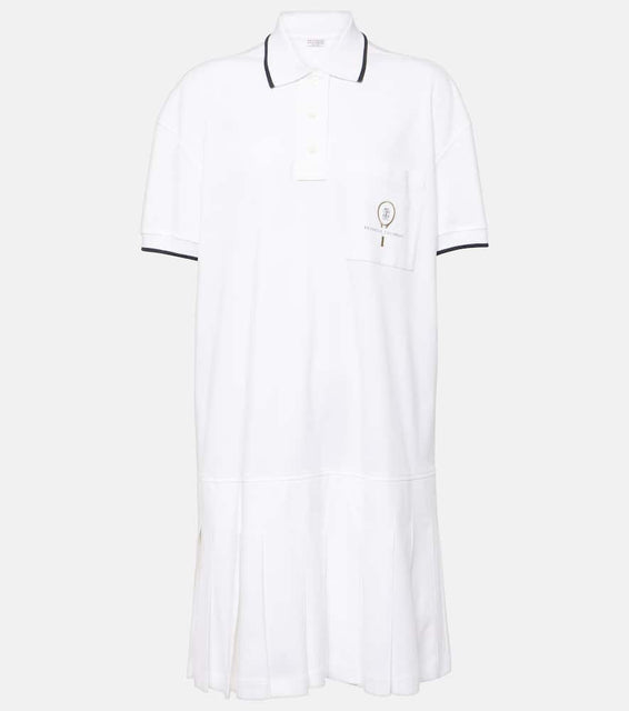 Brunello Cucinelli Pleated cotton polo dress