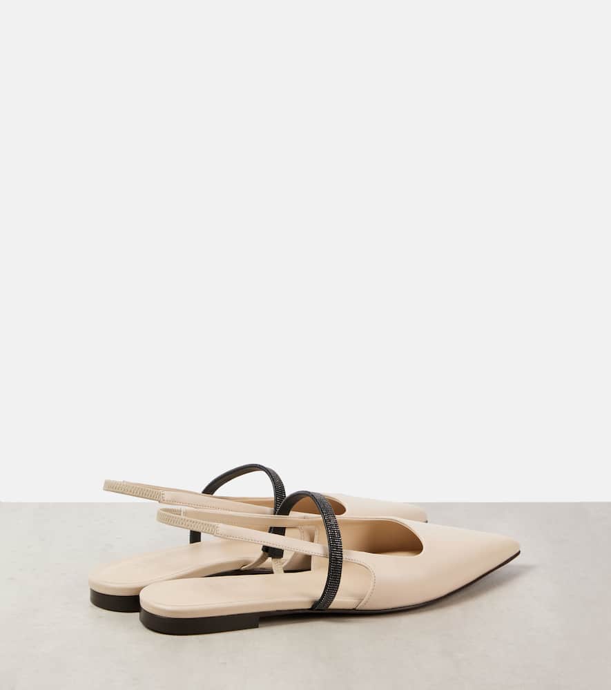Brunello Cucinelli Pointy leather slingback pumps